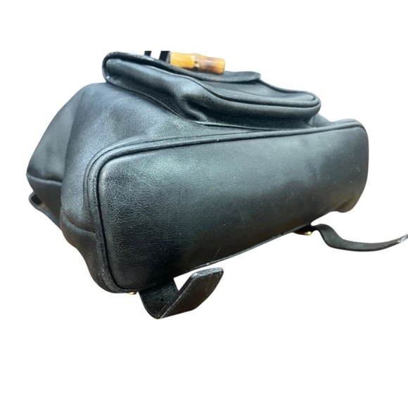 Gucci Black Leather Backpack with Gold Accents - Picture 5 of 13